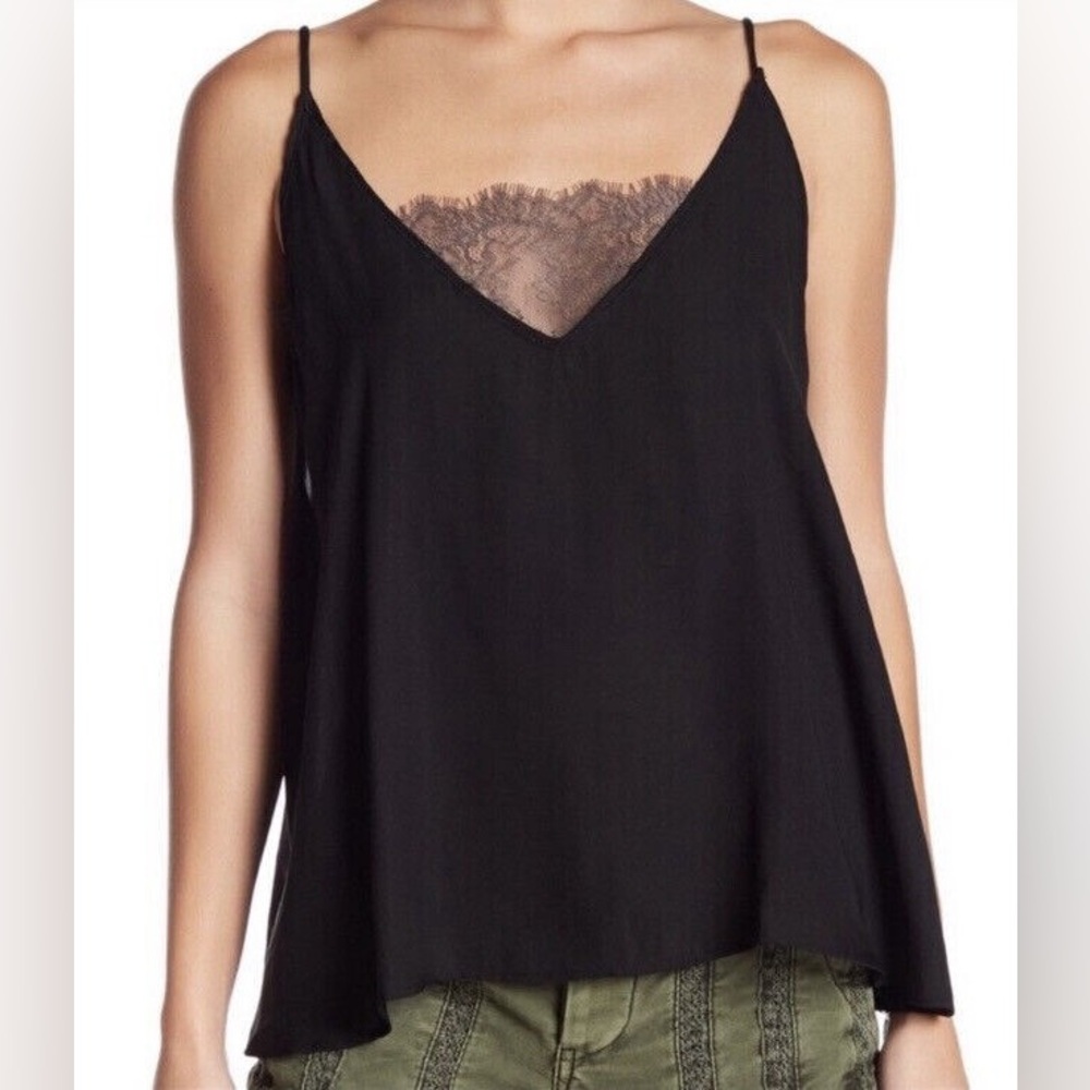 Free People Black Camisole with Lace Detail